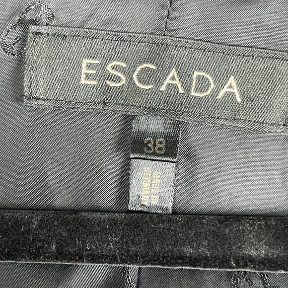 ESCADA Virgin Wool Blazer Jacket Womens 38 Black Bell Lace Trim Cropped Classic - Picture 12 of 15